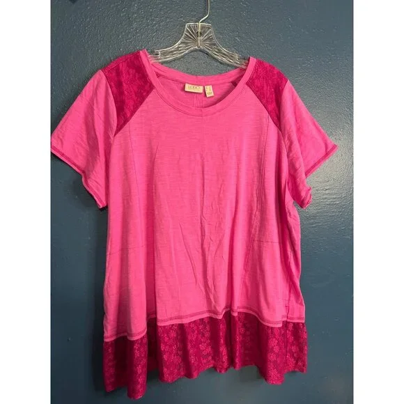 3-Pack Womens Tops Size 1X Short Sleeve & 3/4 Sleeve Lace Trim & Pockets - Picture 13 of 16